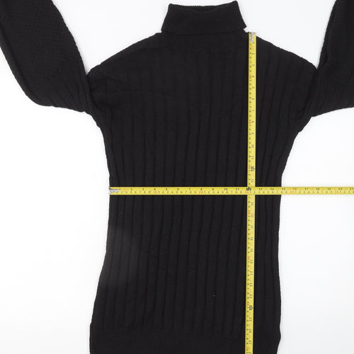 SHEIN Womens Black Ribbed Roll Neck Long Sleeve Bodycon Knit Dress Size 8
