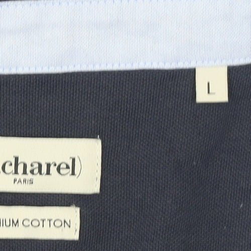 Cacharel Men Blue Premium Cotton Regular Fit Polo Shirt L