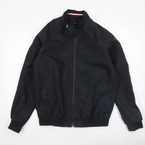 Studio Men's Black Bomber Jacket L Full Zip Polyester Casual