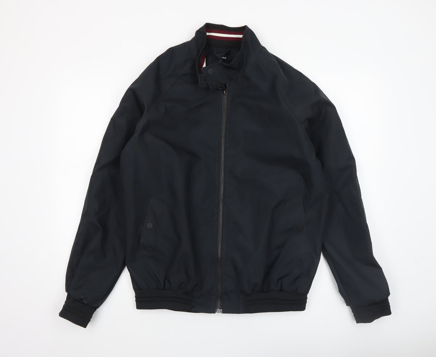 Studio Men's Black Bomber Jacket L Full Zip Polyester Casual