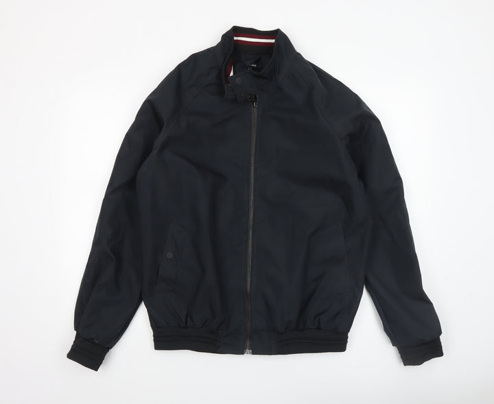 Studio Men's Black Bomber Jacket L Full Zip Polyester Casual