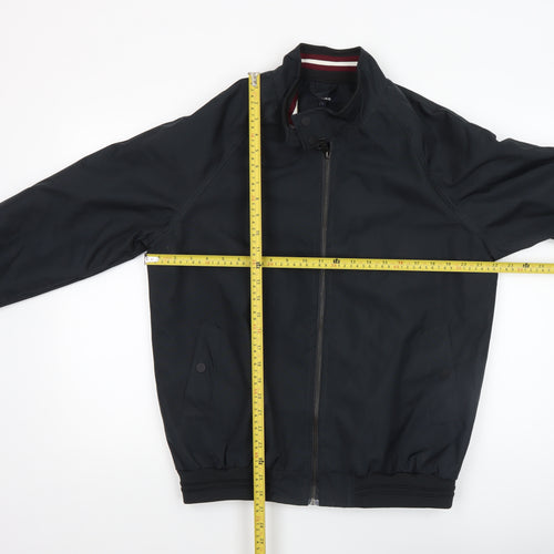 Studio Men's Black Bomber Jacket L Full Zip Polyester Casual