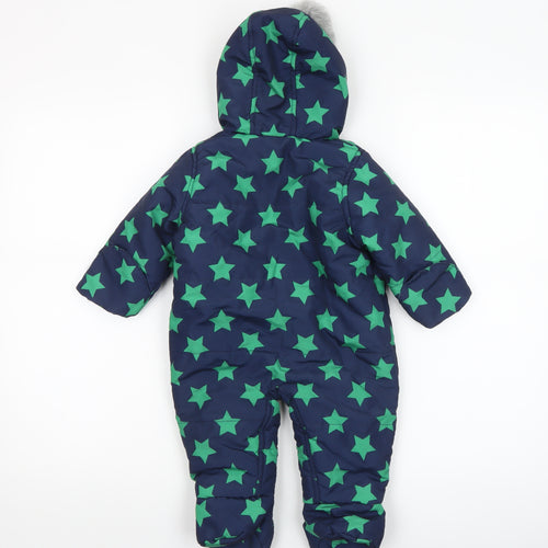 Tu Unisex Baby Blue Star Print Hooded Snowsuit 3-6 Months Winter Padded
