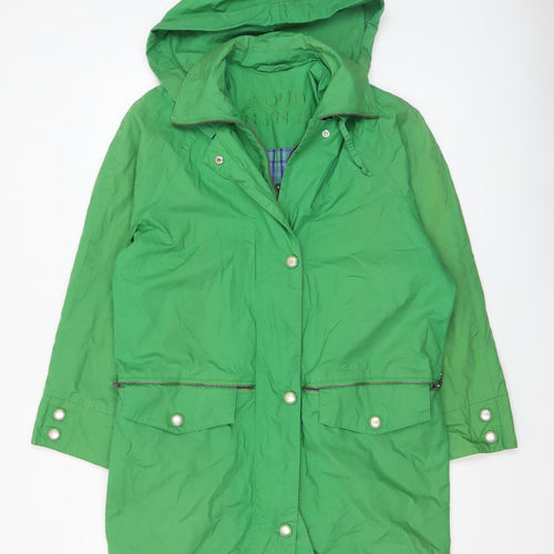 Cloud Nine Women's Green Hooded Rain Coat Jacket Size S Mid-Length