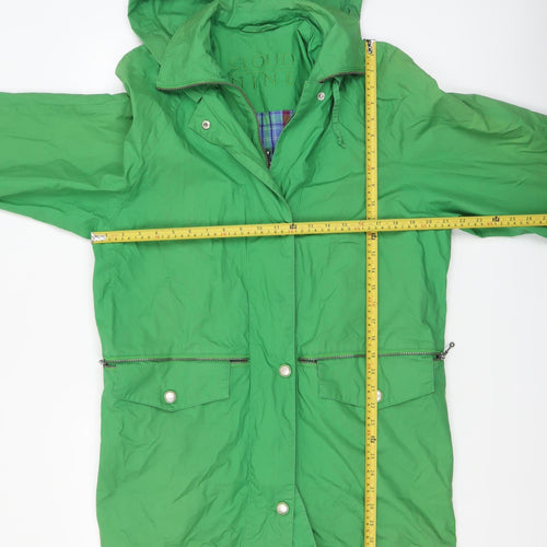 Cloud Nine Women's Green Hooded Rain Coat Jacket Size S Mid-Length