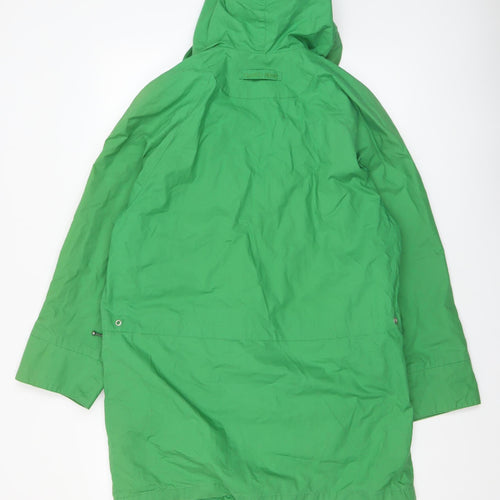Cloud Nine Women's Green Hooded Rain Coat Jacket Size S Mid-Length