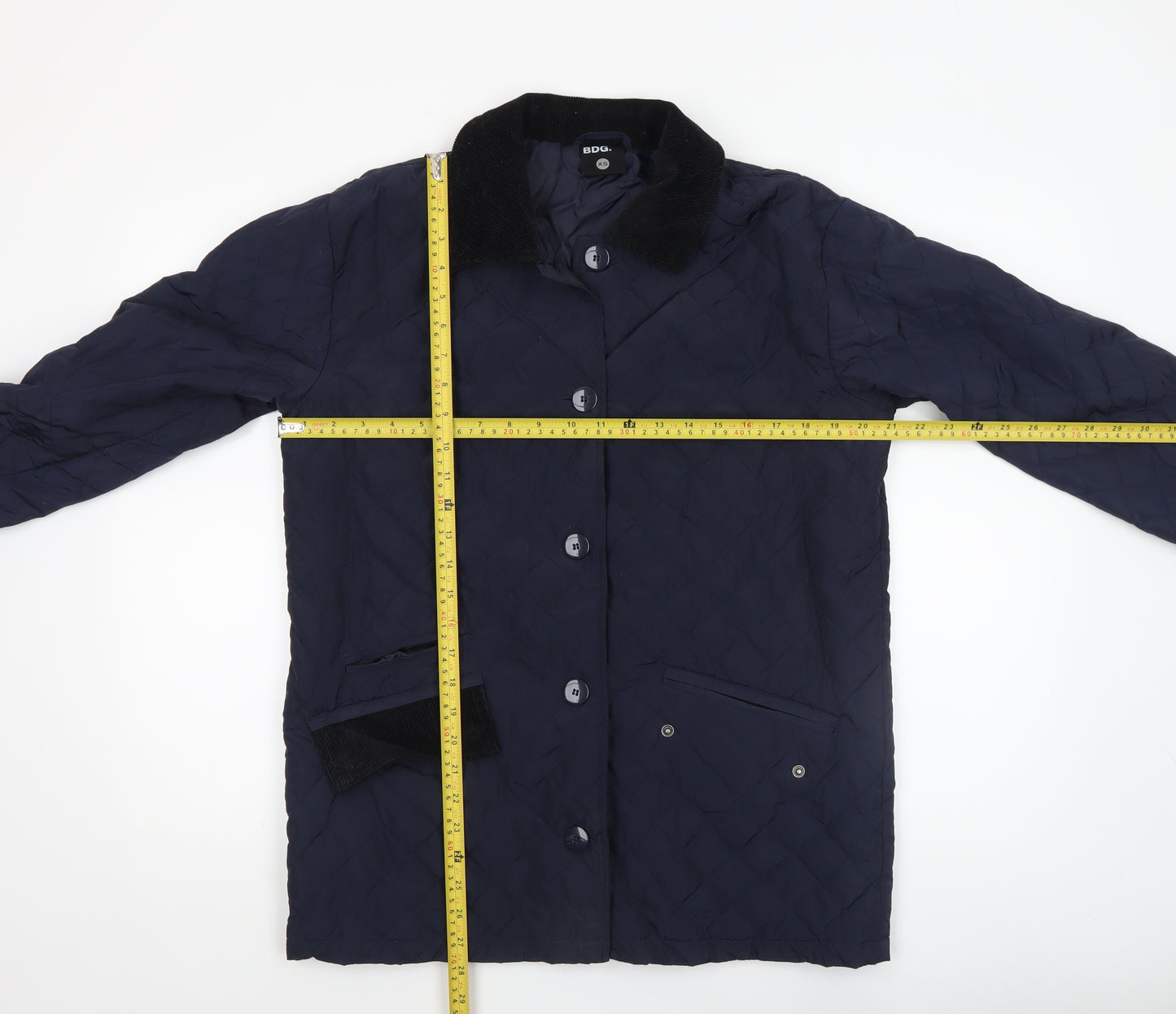 BDG Men’s Blue Quilted Mid-Length Jacket XS Polyester