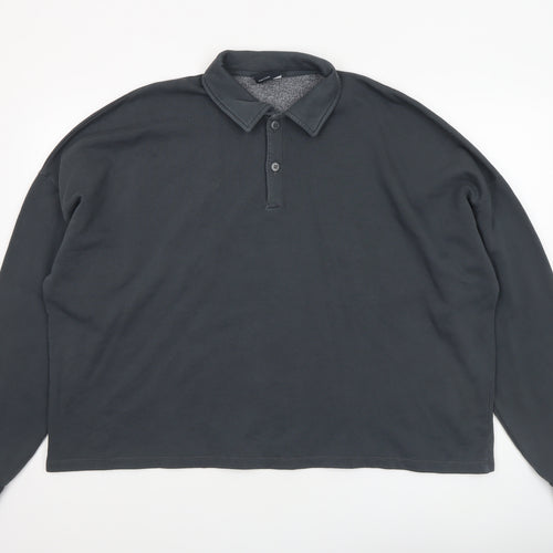 ASOS DESIGN Men's Black Long Sleeve Polo Shirt Size M