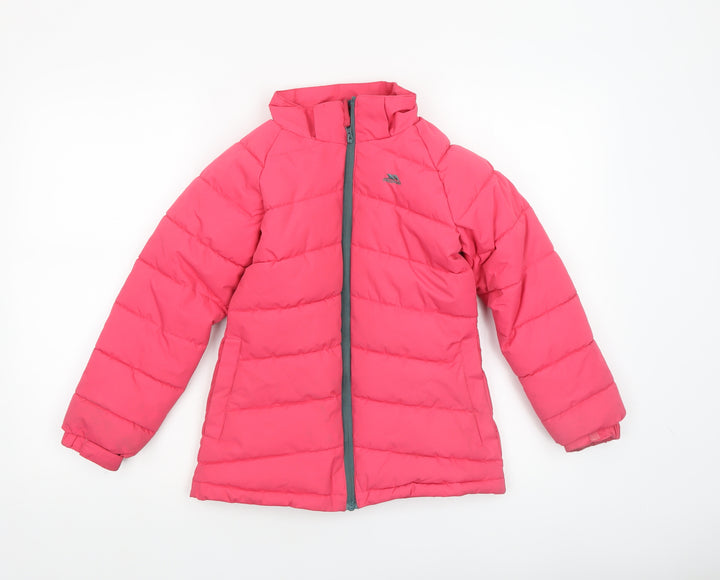Trespass Girls Pink Waterproof Puffer Jacket 7-8 Years Winter Coat