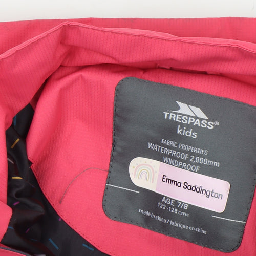 Trespass Girls Pink Waterproof Puffer Jacket 7-8 Years Winter Coat
