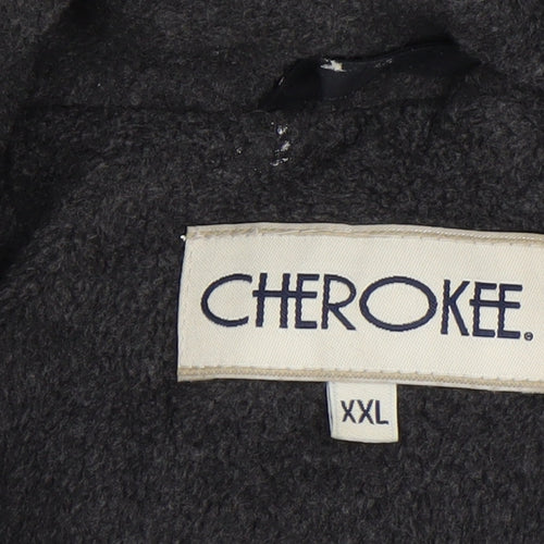 Cherokee Men Black 2XL Windbreaker Jacket Full Zip Nylon Lined