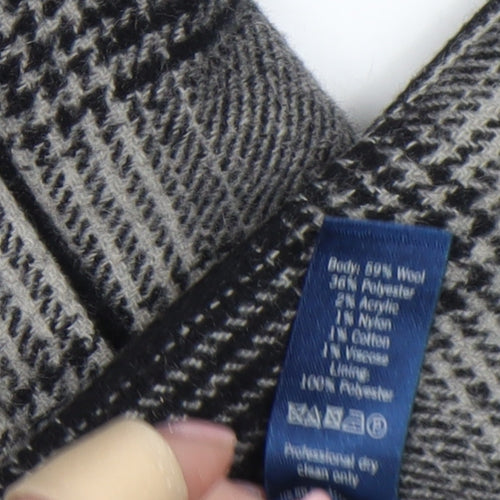 Cherokee Womens Grey Check Wool Blend Hooded Mid-Length Coat Size 12