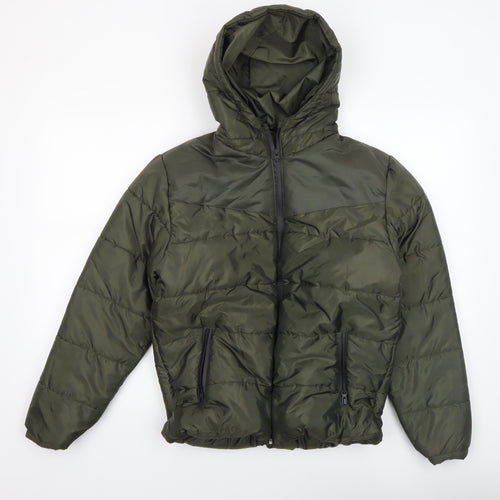 Rising Womens Green XL Puffer Jacket Hooded Full Zip Winter Coat