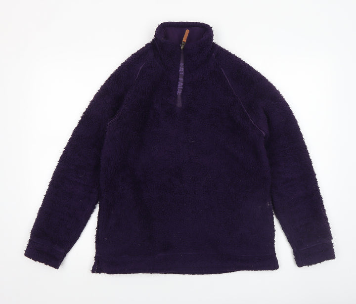 Fat Face Women's Purple Fleece 1/2 Zip Pullover Sweatshirt Size 10