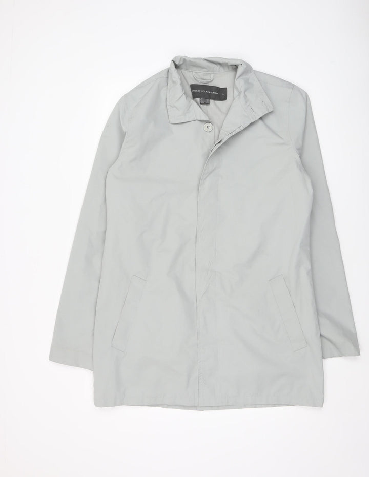 French Connection Women's Grey Mid-Length Rain Coat L