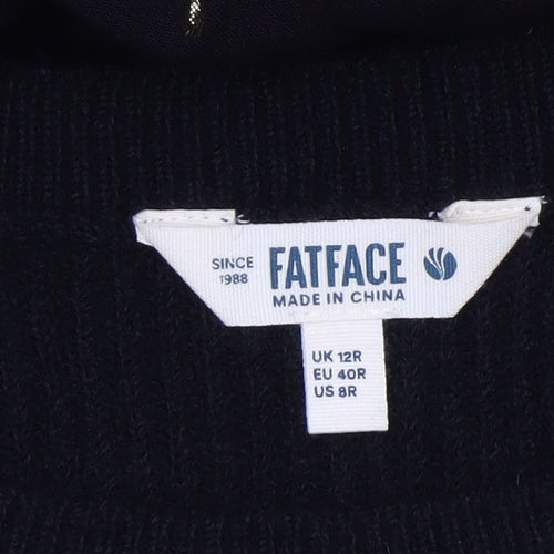 FatFace Womens Black Midi A-Line Dress Size 12R Gold Detail
