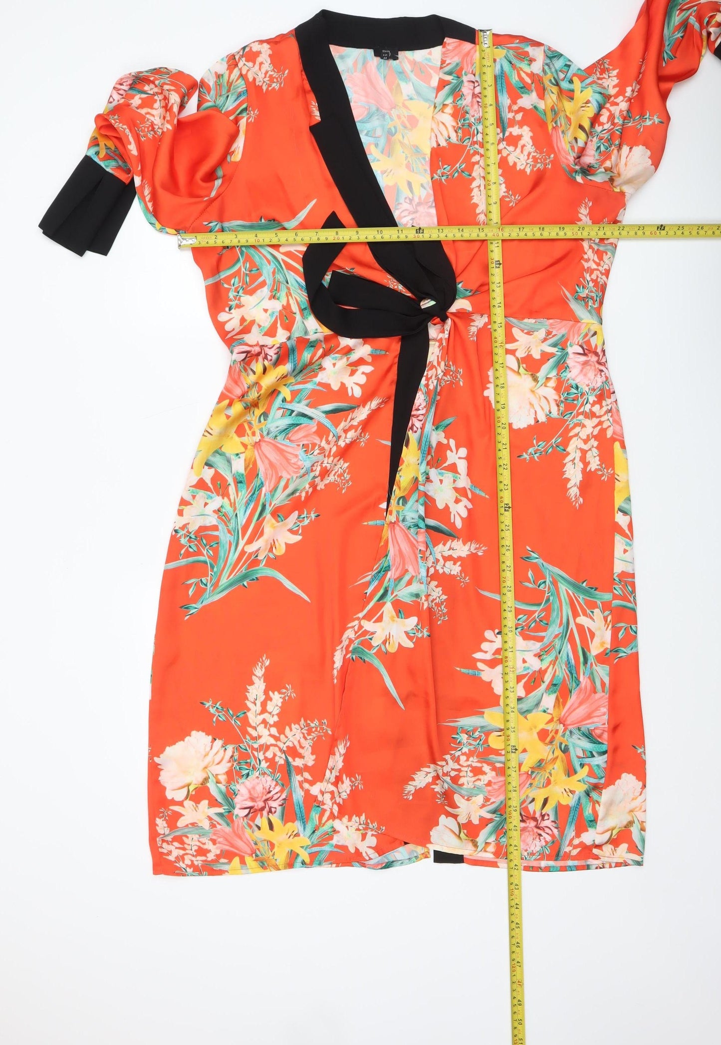 River Island Women’s Orange Floral Belted Bathrobe Size 18