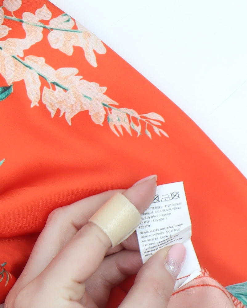 River Island Women’s Orange Floral Belted Bathrobe Size 18