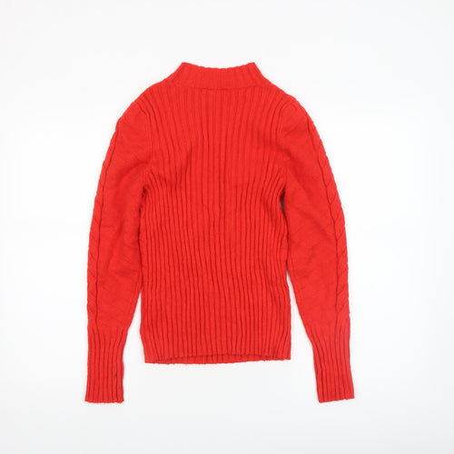 Marled Reunited Clothing Women's Red Cable Knit Mock Neck Jumper Size M