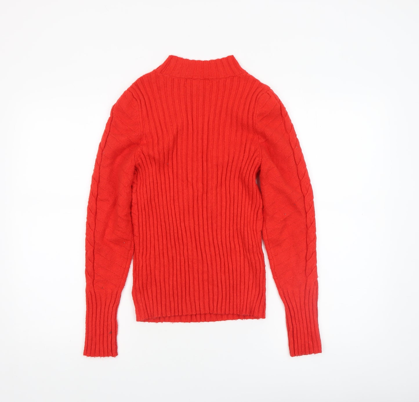 Marled Reunited Clothing Women's Red Cable Knit Mock Neck Jumper Size M