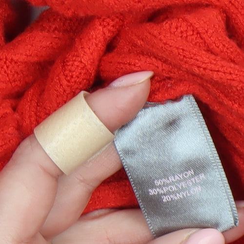 Marled Reunited Clothing Women's Red Cable Knit Mock Neck Jumper Size M
