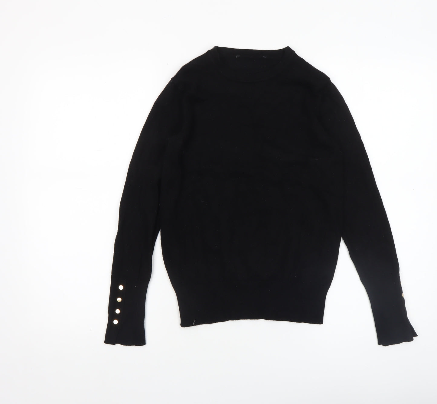 Richmond Women's Black Wool Crew Neck Long Sleeve Pullover Jumper Size S