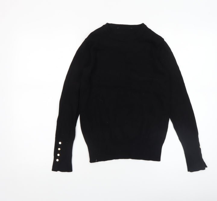 Richmond Women's Black Wool Crew Neck Long Sleeve Pullover Jumper Size S