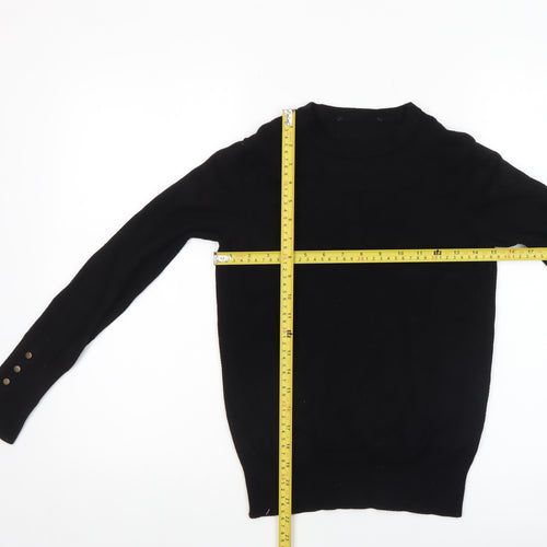 Richmond Women's Black Wool Crew Neck Long Sleeve Pullover Jumper Size S
