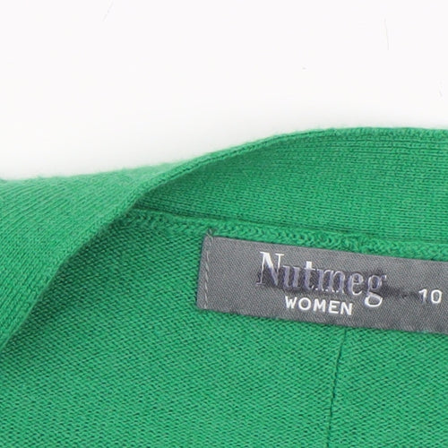 Nutmeg Women Green Open Front Long Sleeve Cardigan Size 10