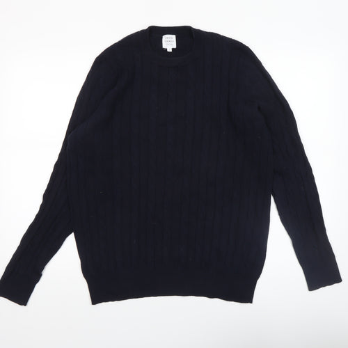 John Lewis Men’s Blue Cotton Cashmere Cable-Knit Jumper M