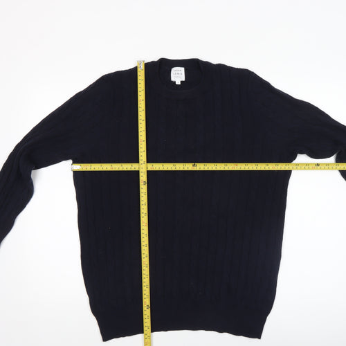 John Lewis Men’s Blue Cotton Cashmere Cable-Knit Jumper M
