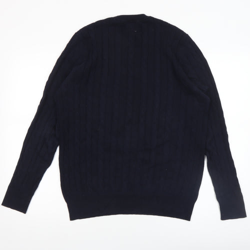 John Lewis Men’s Blue Cotton Cashmere Cable-Knit Jumper M