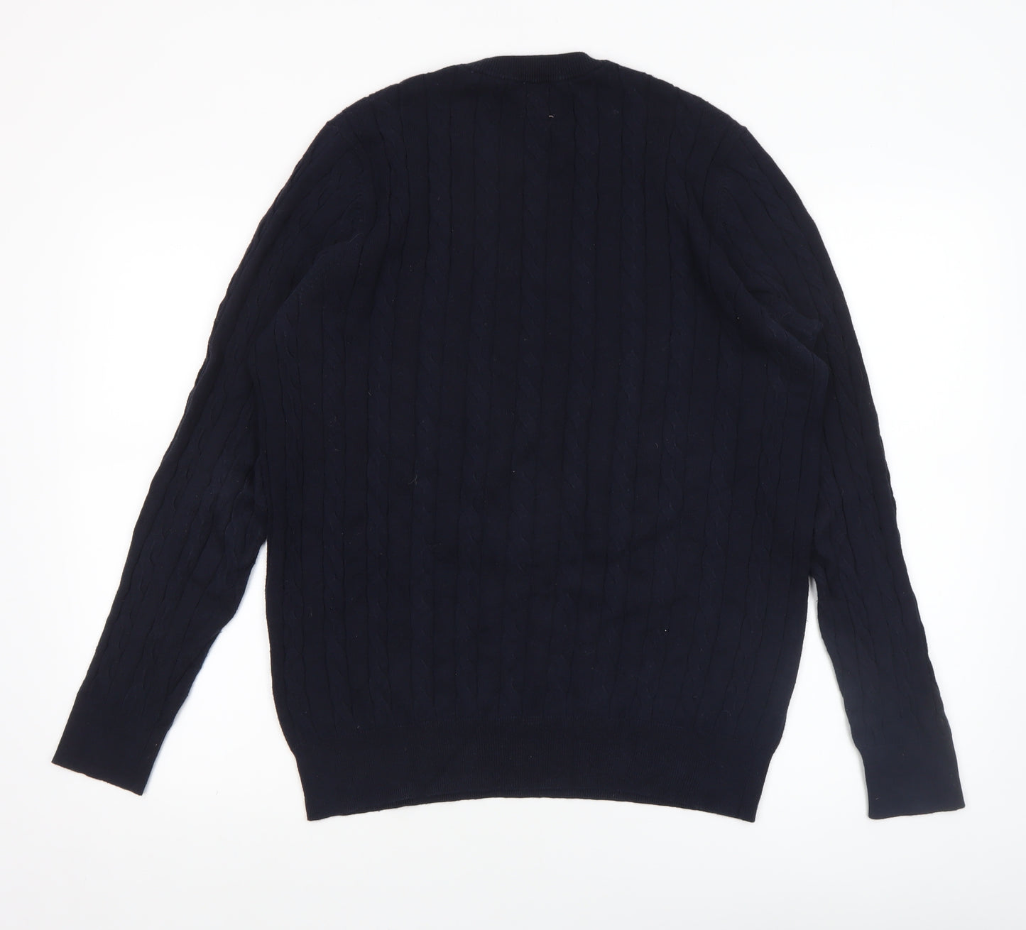 John Lewis Men’s Blue Cotton Cashmere Cable-Knit Jumper M