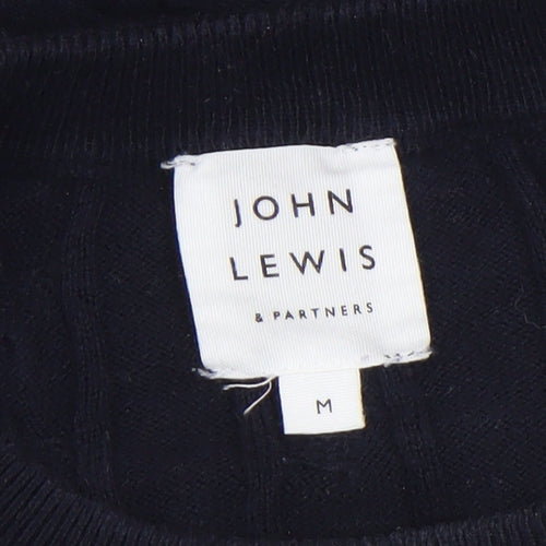 John Lewis Men’s Blue Cotton Cashmere Cable-Knit Jumper M