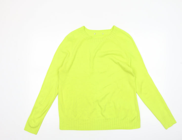 Tu Women’s Yellow Crew Neck Cotton Blend Jumper Size 16