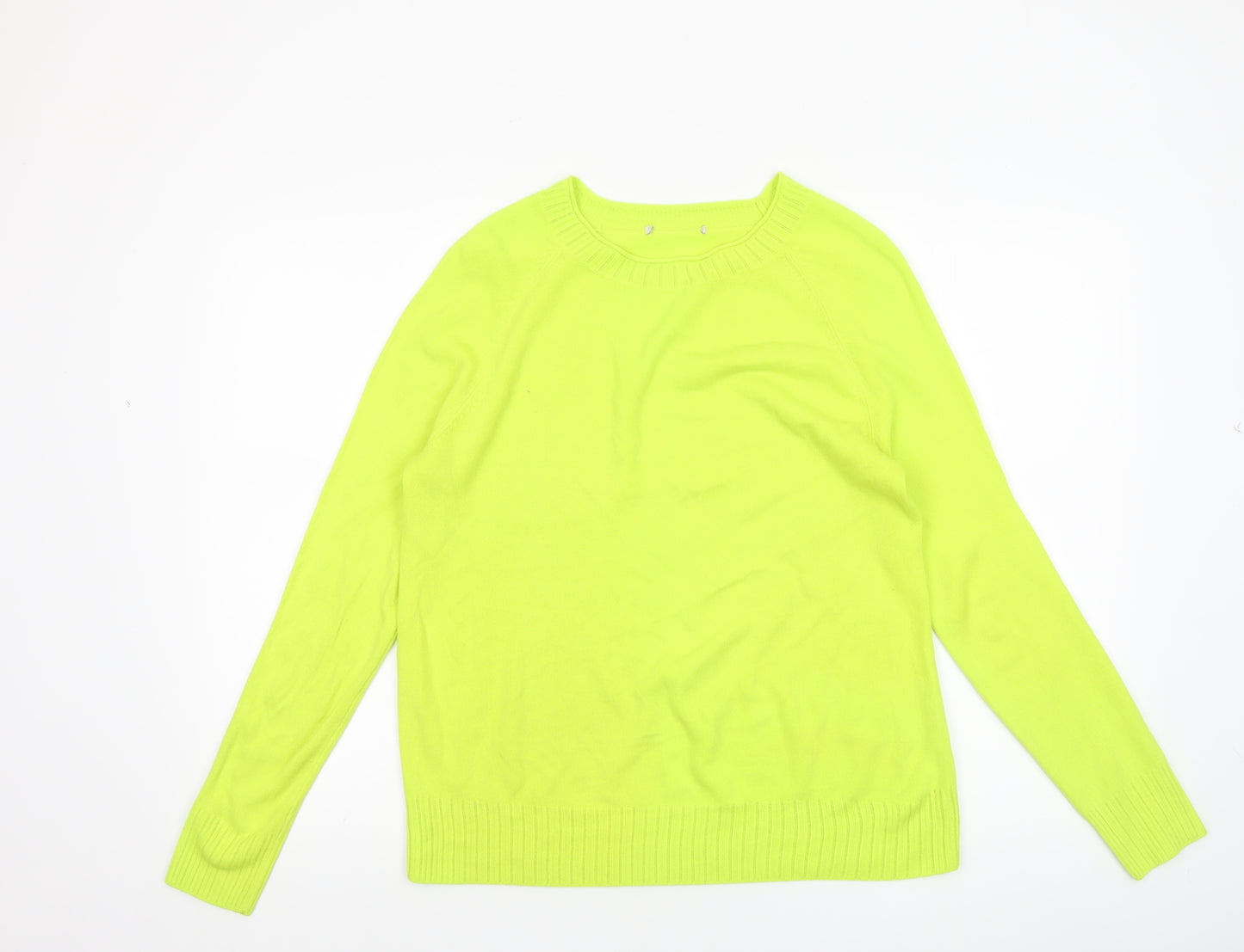 Tu Women’s Yellow Crew Neck Cotton Blend Jumper Size 16