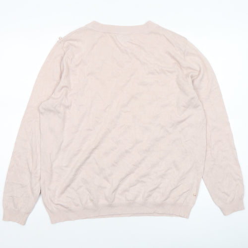 CITY Women Beige Beaded Crew Neck Long Sleeve Jumper XL