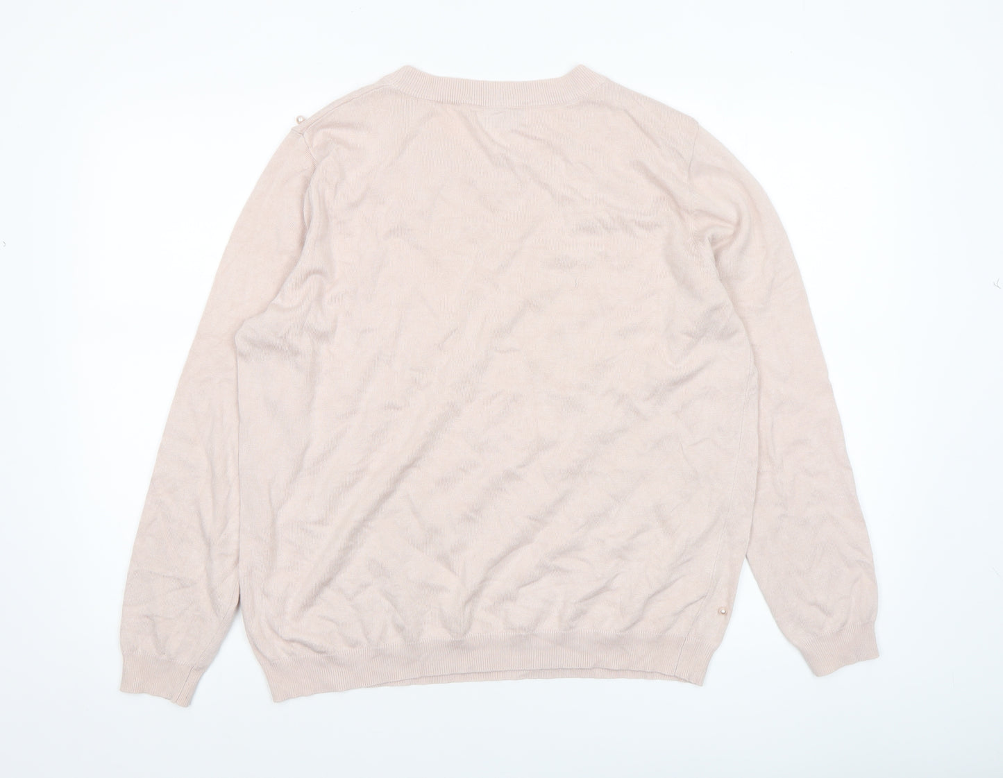 CITY Women Beige Beaded Crew Neck Long Sleeve Jumper XL