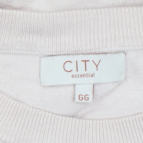 CITY Women Beige Beaded Crew Neck Long Sleeve Jumper XL