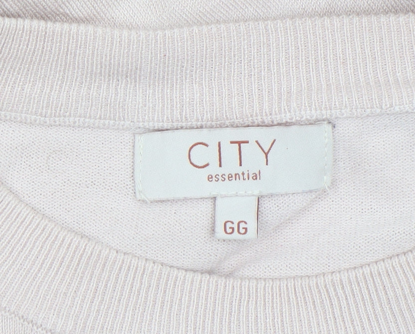 CITY Women Beige Beaded Crew Neck Long Sleeve Jumper XL