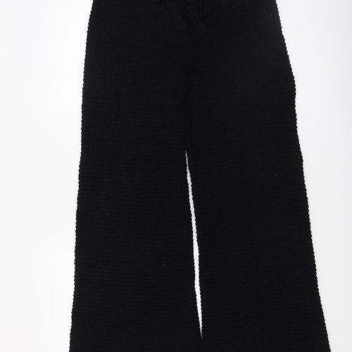 Oasis Women's Black Knit Wide-Leg Drawstring Trousers Size S