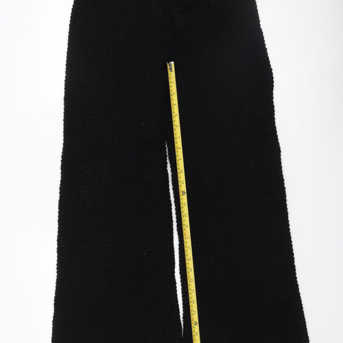 Oasis Women's Black Knit Wide-Leg Drawstring Trousers Size S