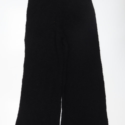 Oasis Women's Black Knit Wide-Leg Drawstring Trousers Size S