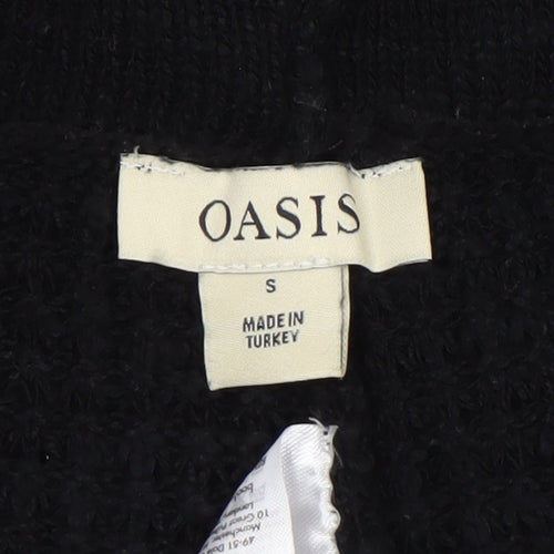 Oasis Women's Black Knit Wide-Leg Drawstring Trousers Size S
