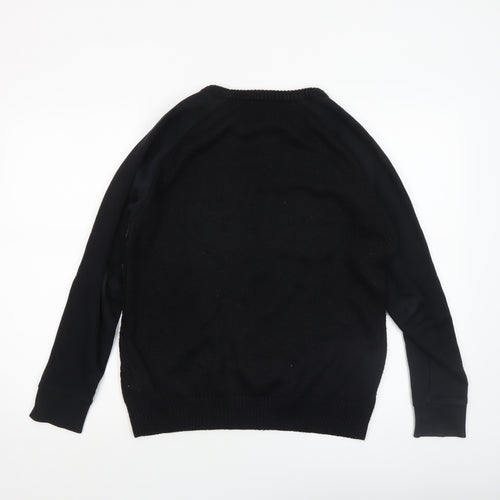 Pull & Bear Women's Black Cotton Blend Cable Knit Jumper Size 8
