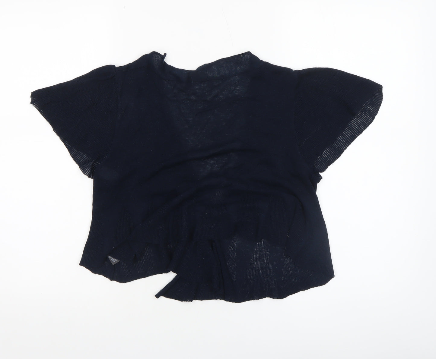 Marks and Spencer Women Blue Linen Blend Wrap Short Sleeve Jumper Size 14