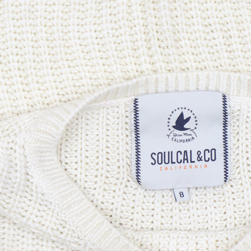 SoulCal & Co Womens Ivory Chunky Knit Jumper Size 8