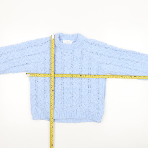 Zara Girls Blue Cable Knit Long Sleeve Pullover Jumper 9-10 Years