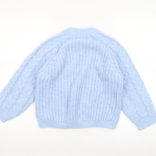 Zara Girls Blue Cable Knit Long Sleeve Pullover Jumper 9-10 Years