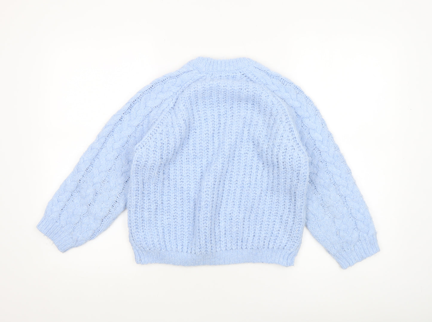 Zara Girls Blue Cable Knit Long Sleeve Pullover Jumper 9-10 Years